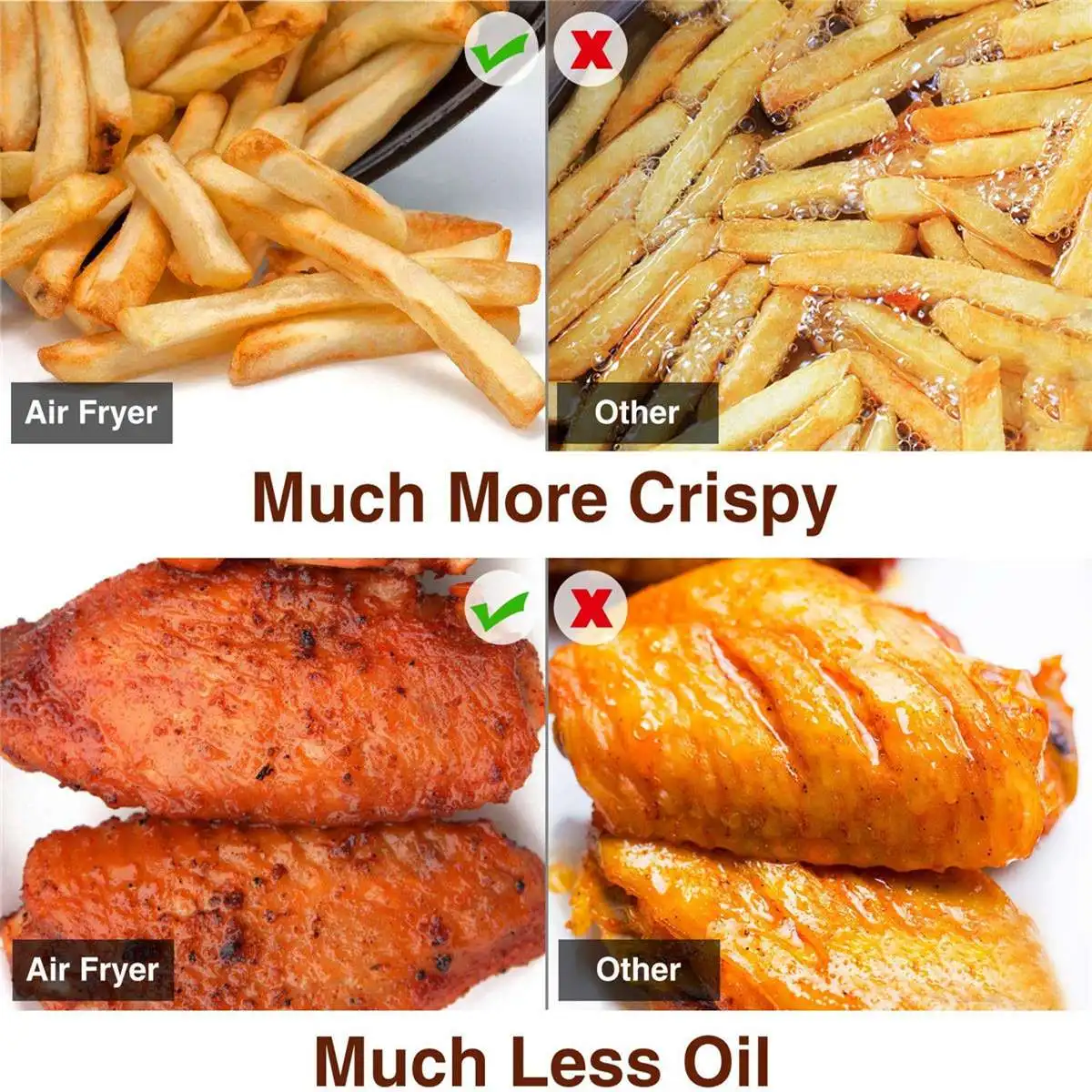 1400W Мощность воздуха фритюрница без масла Электрический Airfryer 5.2L сенсорный Экран