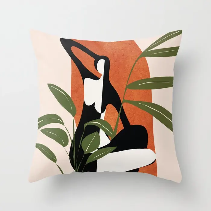 

Modern Minimalist Nordic Abstract Geometric Portrait Series Plush Pillow Case Decorative Pillows Cover for Sofa Car