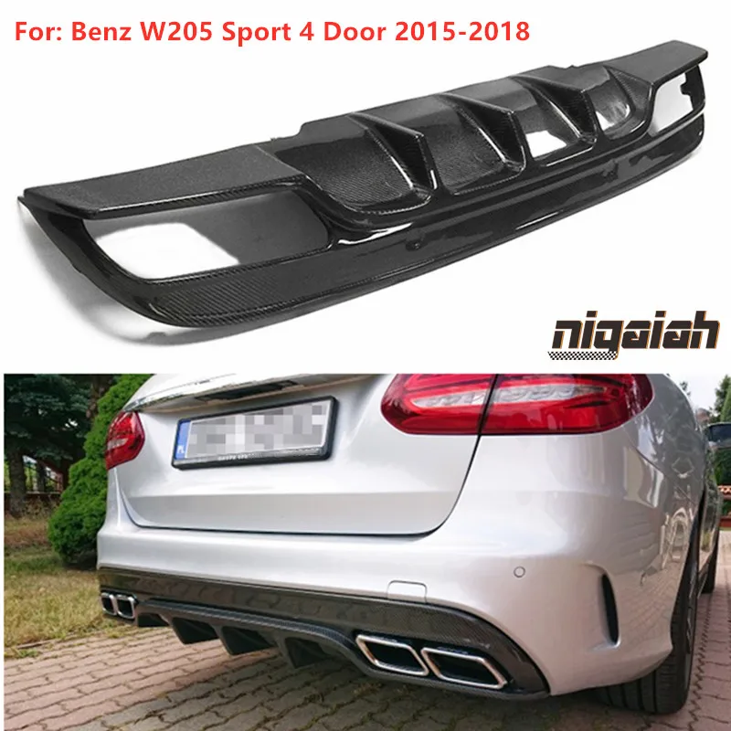 

Задний спойлер диффузора для Mercedes BENZ W205 C63 Sport 4 Door C180 C250 2015-2018 наконечники выхлопных газов из углеродного волокна для переднего бампера автом...