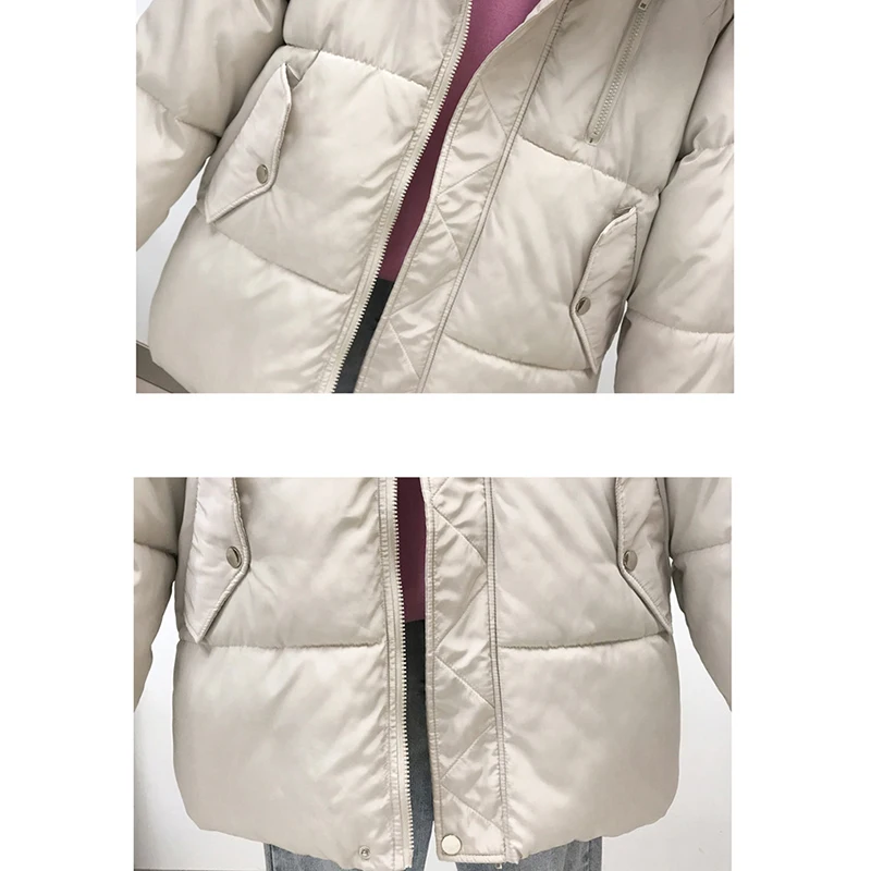 

Winter Parka Women Fur Collar Cotton Padded Thicken Warm Parkas Women Korean 2021 Zipper Oversized Hooded Coats Female CX1691