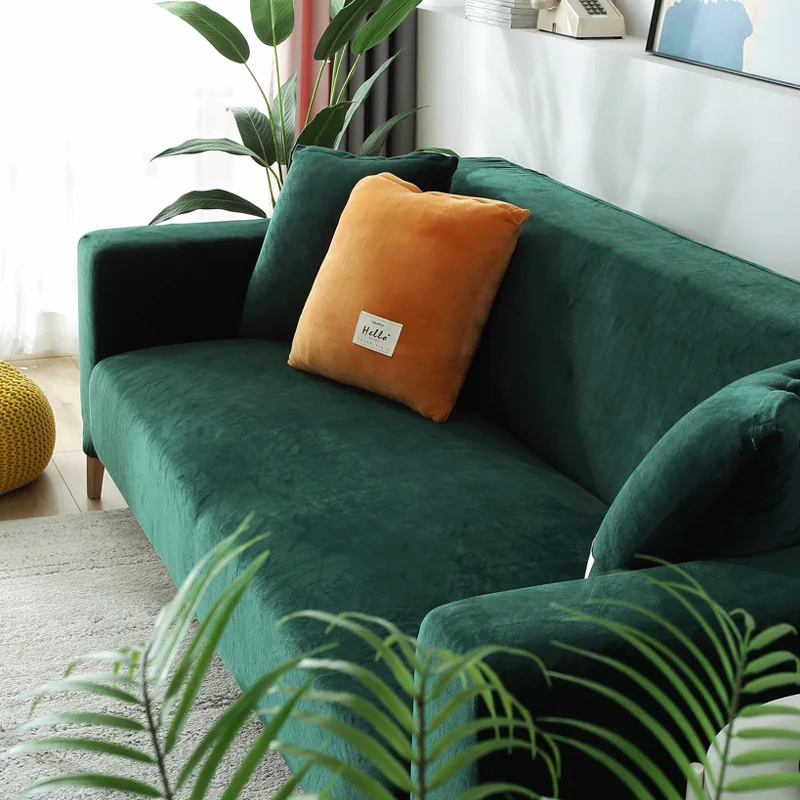 Winter Universal Velvet Sofa Cover L Shape for Living Room Sectional Couch Covers Pink/Green/Grey/Black Slip | Дом и сад