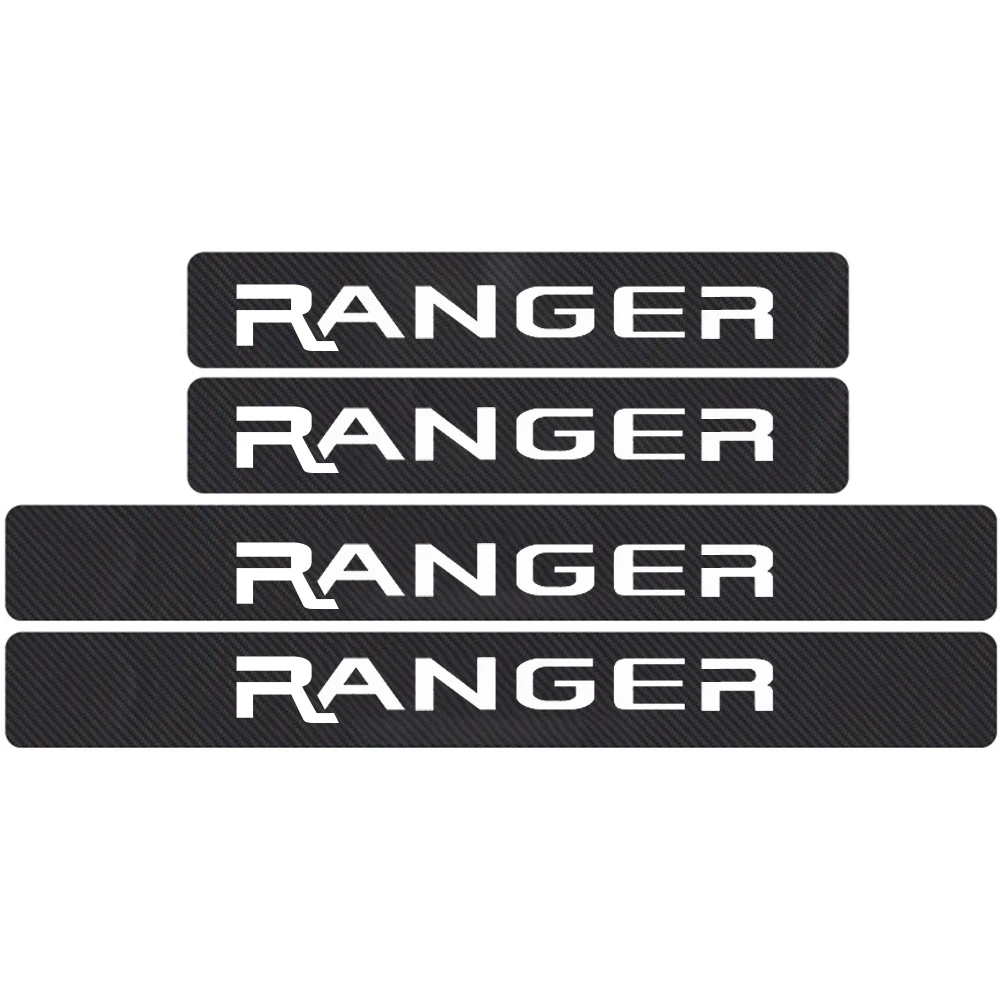

New For Ford Ranger Car Sticker Door Entry Guard Sill Protector 4pcs 4D Carbon Fiber Door Sill Auto Accessories