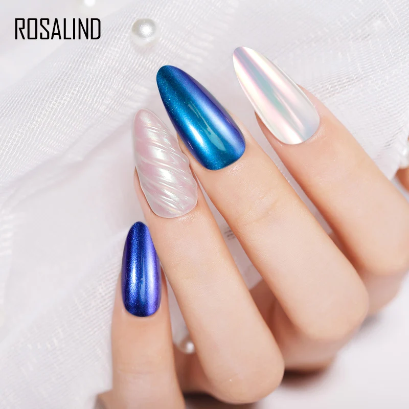 Порошок ROSALIND Shine Aurora для дизайна ногтей блестящий цветной пигмент пыль украшение
