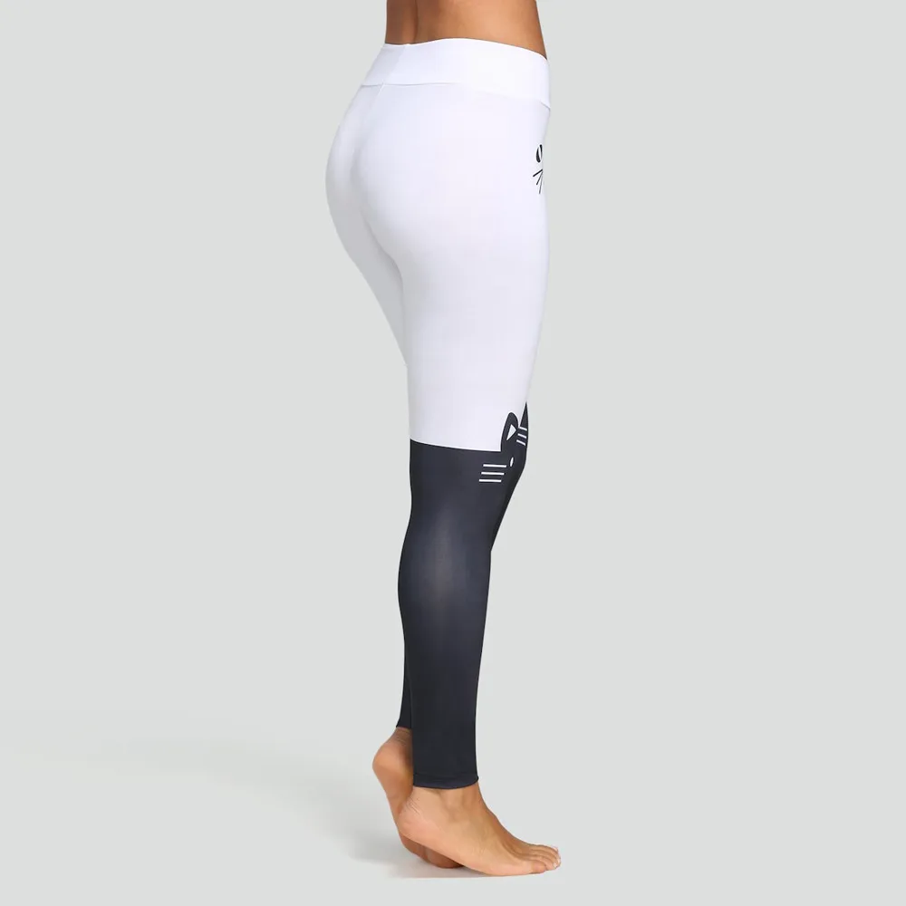 Женские спортивные Леггинсы со средней талией с рисунком кота цветные