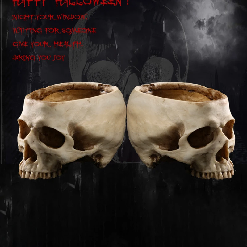 

Resin Head Skull Model Flower Pot Storage Container Planter Pot Home Decor Crafts Plant Bowl Home Garden Movie Decor Desk-decor