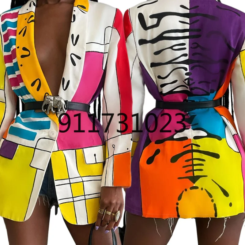 Африканский Блейзер Дашики для женщин повседневное приталенное пальто с длинным