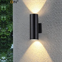 led outdoor wall lamp simple round double head wall lamp aisle balcony stairs exterior wall lamp garden lamp waterproof ip65