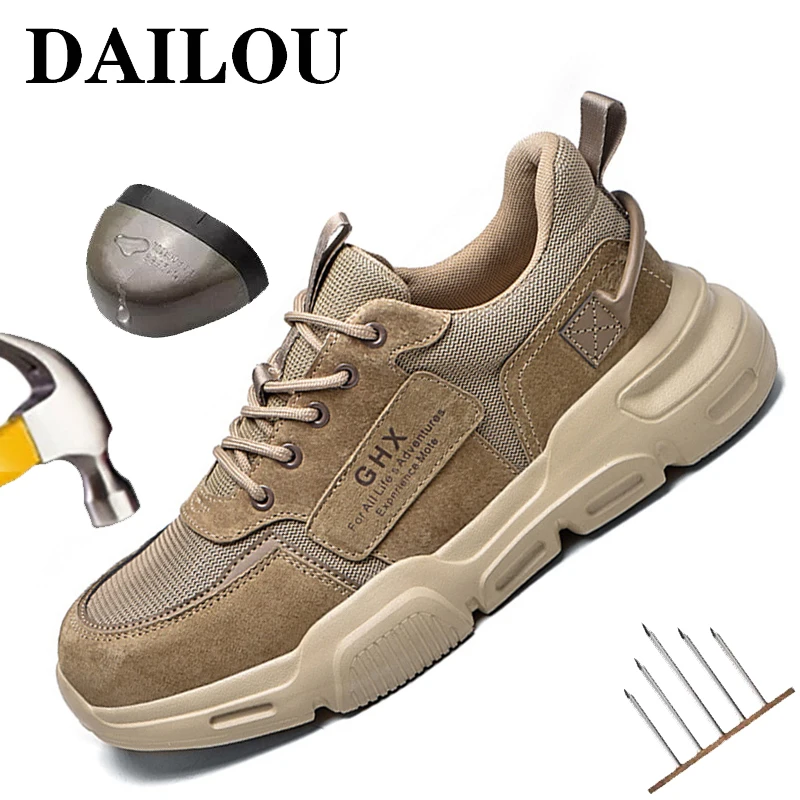 

Safety Shoes for Construction Breathable Work Sneaskers Men's Safety Boots Steel Toe Work Shoes Male Anti-Puncture Work Boots