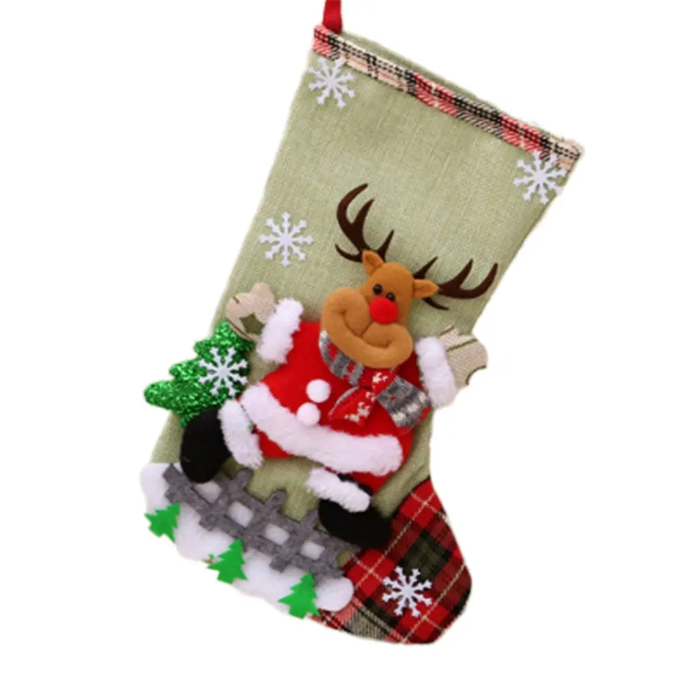 

Christmas Hanging Stockings Decoration Socks Large Decorative Boots Linen Colorful Christmas Tree Ornaments