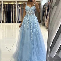 eightale elegant prom dresses 2020 sweetheart appliques lace a line sky blue evening gown tulle party dress for graduation