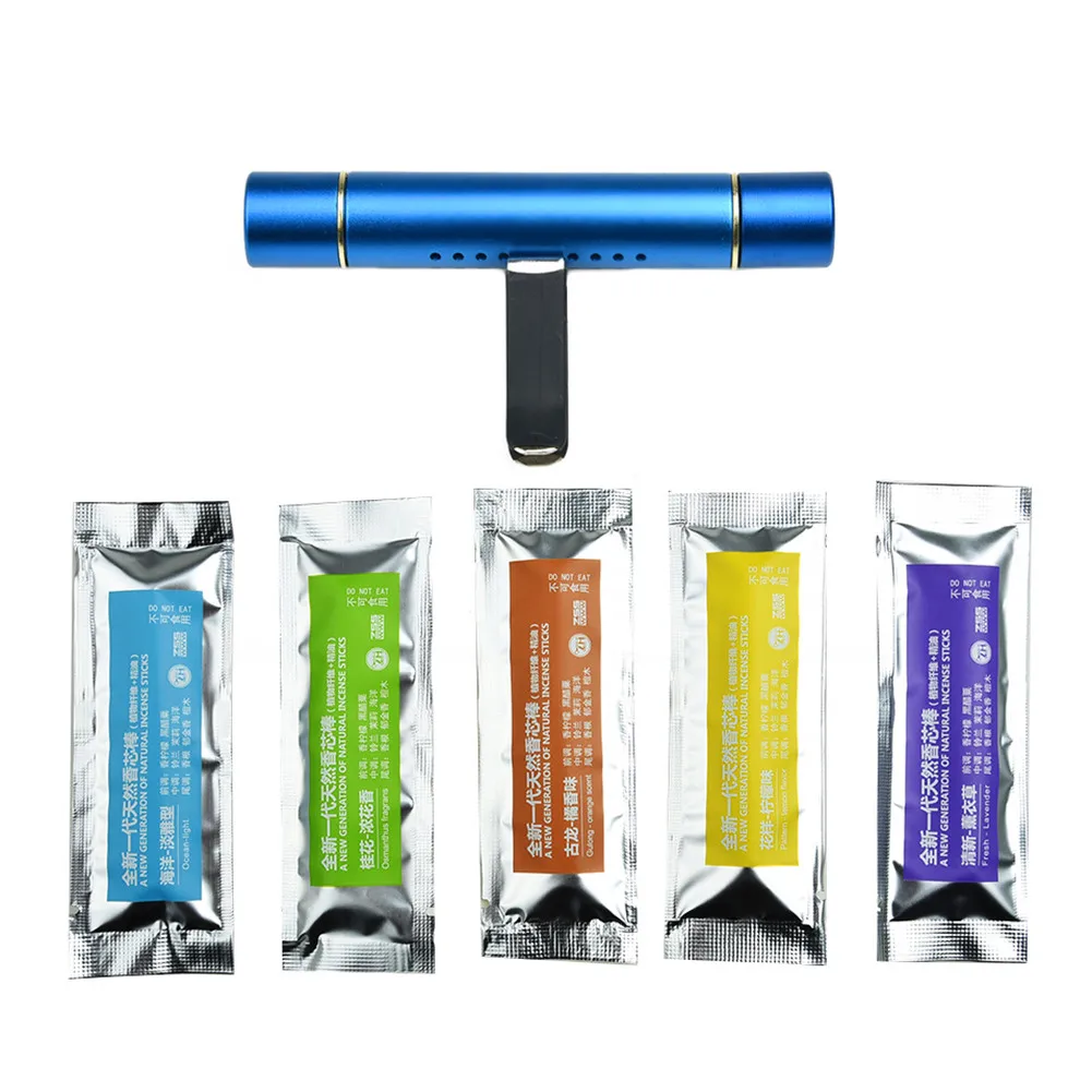 

1pcs Car Air Vent Clip Flavoring Freshener Perfume Diffuser + 5 Aroma Fragrance Sticks Blue Interior Accessories For Bmw Passat