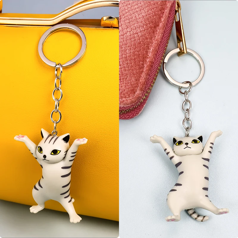 

1PCS Kids Children Funny Keychain pendant Gift Cat Coffin Dance Figure Doll Animals Figurines Key chain Women's bag accessories