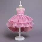 От 3 до 12 лет летние платья для детей, для девочек, с бусинами со шлейфом платье принцессы для девочек, кружевное платье с цветочным узором для девочек на день рождения свадебная вечеринка платье