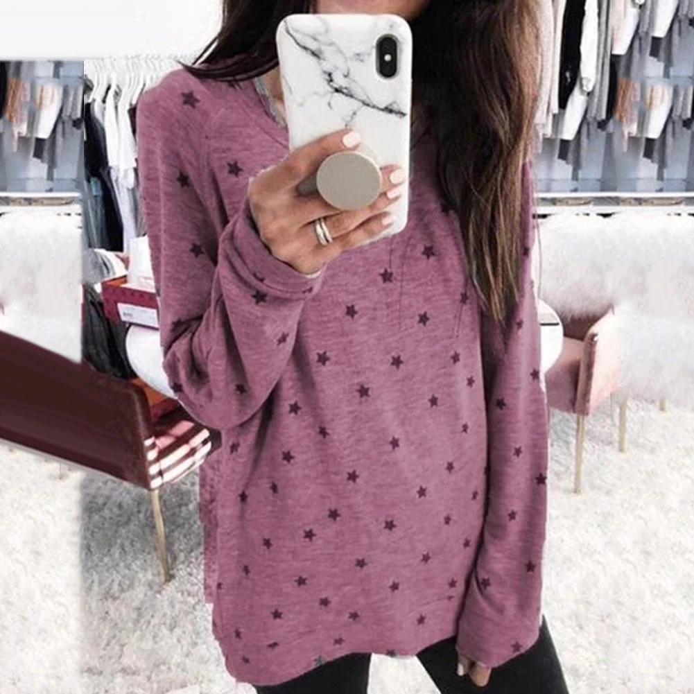 Шикарный женский модный Мягкий комфортный свободный свитер с круглым вырезом и