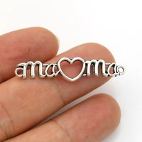 20pcs antique silver plated mama connectors for jewelry making bracelet diy accessories 40x9mm
