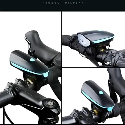 

USB Rechargeable Bike Light Waterproof with Loud Horn LED Cycling Headlight with 3 Lighting Modes 5 Sounds Bike Horn Front Light