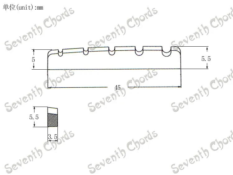 

Bone 5 String Bass Guitar Nuts - Size:45 x 3.5 x 5.5-5mm