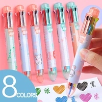 kawaii 8 colors ballpoint pen kawaii muticolor rollerball pen school office supply gift stationery pens for writing