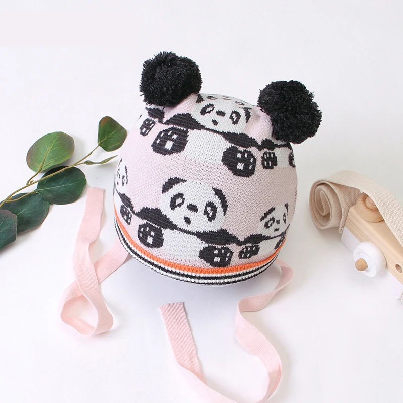 Шапка в клетку для новорожденных зимняя теплая детская шапка вязаная Милая