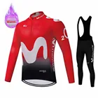 Комплект велосипедной одежды Movistar 2022, одежда для команды с длинным рукавом, Мужская зимняя одежда для велоспорта, теплая одежда из теплого флиса