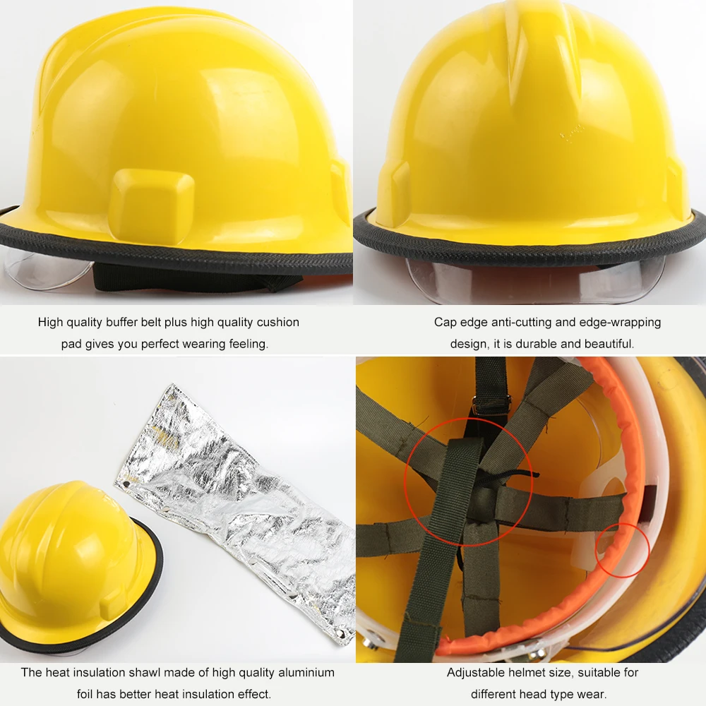

Helmet Safety Fire Fighter Rescue Cap with Fire Insulation Aluminum Foil Shawl PC Anti-scratch Mask Firefighter Safety Helmet