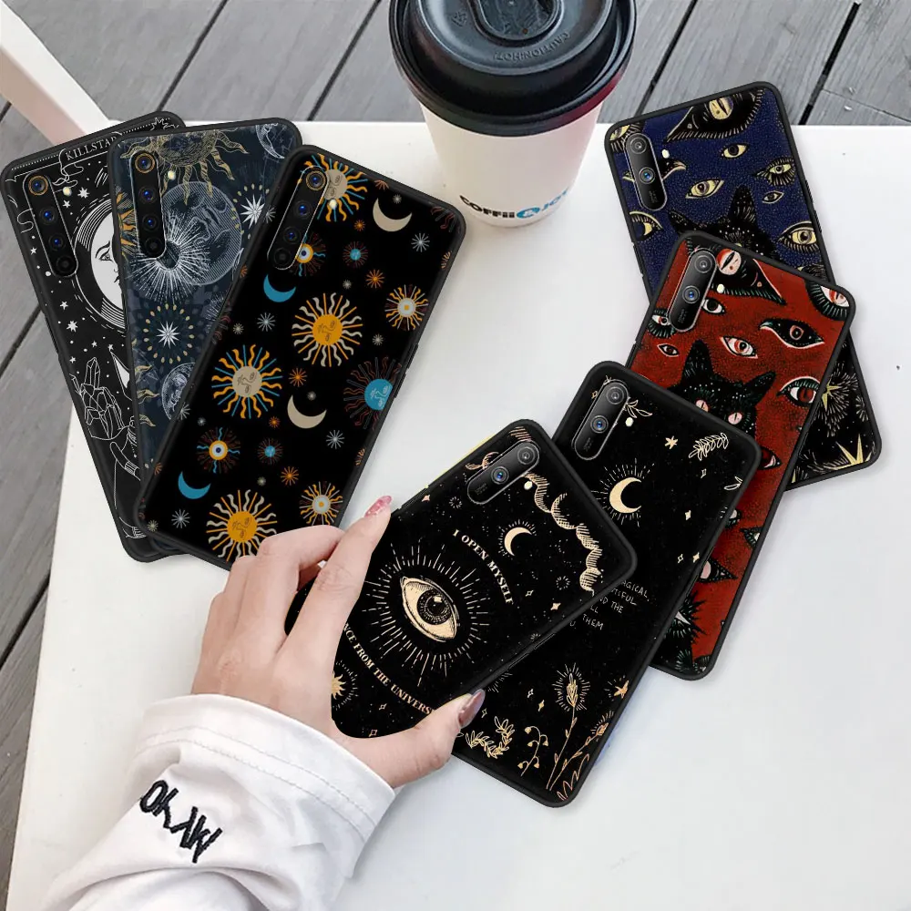 

Death Tarot Cat Capa For Realme C3 6 7 5 Pro XT X50 8 C11 C15 C25 C21 C20 GT Neo Back Antiscratch Soft Phone Case 7i Cover
