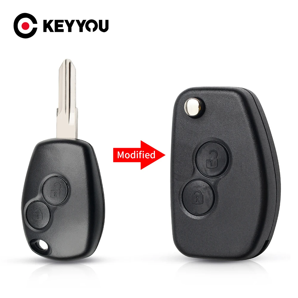 KEYYOU 10X 2 кнопочный модифицированный ключ для Renault Dacia Modus Duster Clio Espace откидной