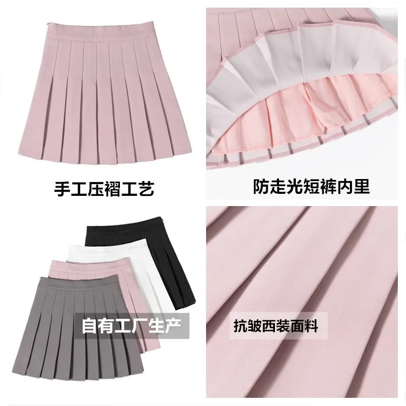 

Sexy Women Mini Skirt College Style Cute female Pleated Skirt 2021 Spring High Waist Solid Color Short Skirt Summer Female Skirt