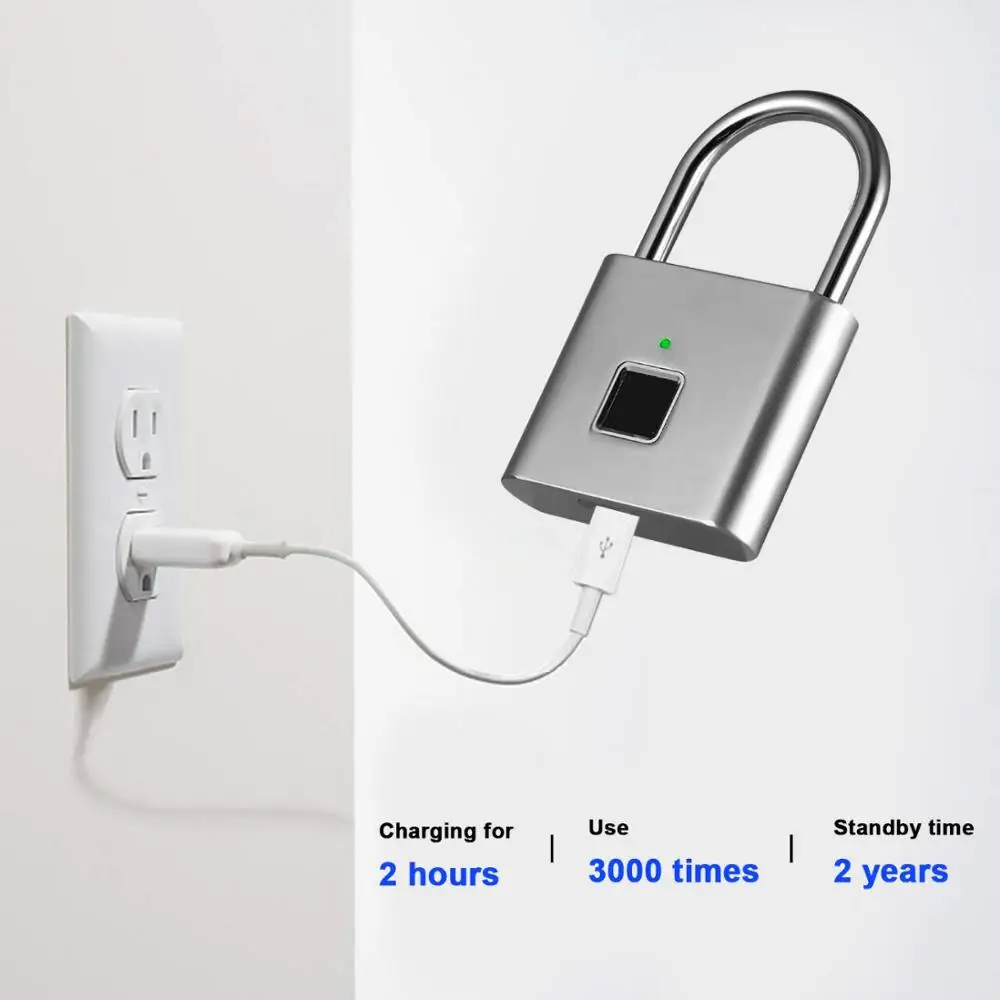 Портативный БЕСКЛЮЧЕВОЙ USB Перезаряжаемый дверной замок с отпечатком пальца