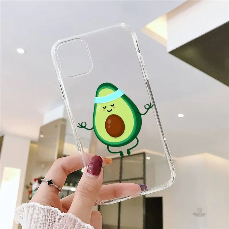 

Cute cartoon aguacate Fitness fruit Phone Case Clear Transparent for iPhone 11 12 mini pro XS MAX 8 7 6 6S Plus X 5S SE XR 2020