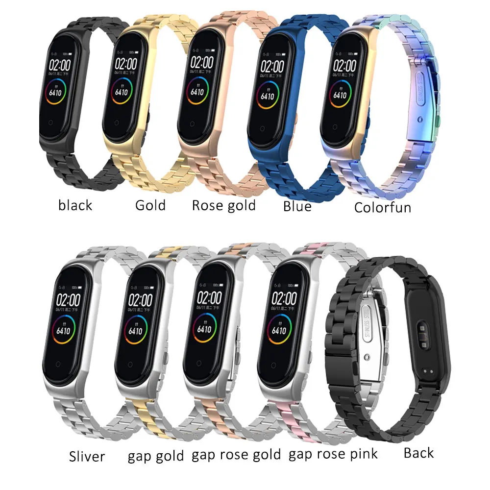 Роскошный mi band 4 3 ремешок металлический браслет для Xiaomi mi Band 4 3 ремешок Безвинтовой нержавеющей стали mi Band 3 умный Браслет