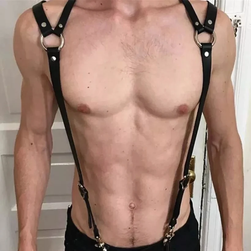 

BDSM Body Bondage Harness PU Leather Belts Men Gay Festival Harajuku Goth Fetish Lingerie Sexual Adjustable Belts Suspenders