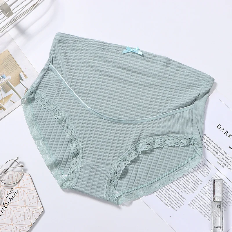 Bragas de maternidad de algod&oacute;n para mujeres embarazadas, ropa interior de cintura alta de encaje, bragas de embarazo de 40-110KG, 2 piezas, M-5XL-2