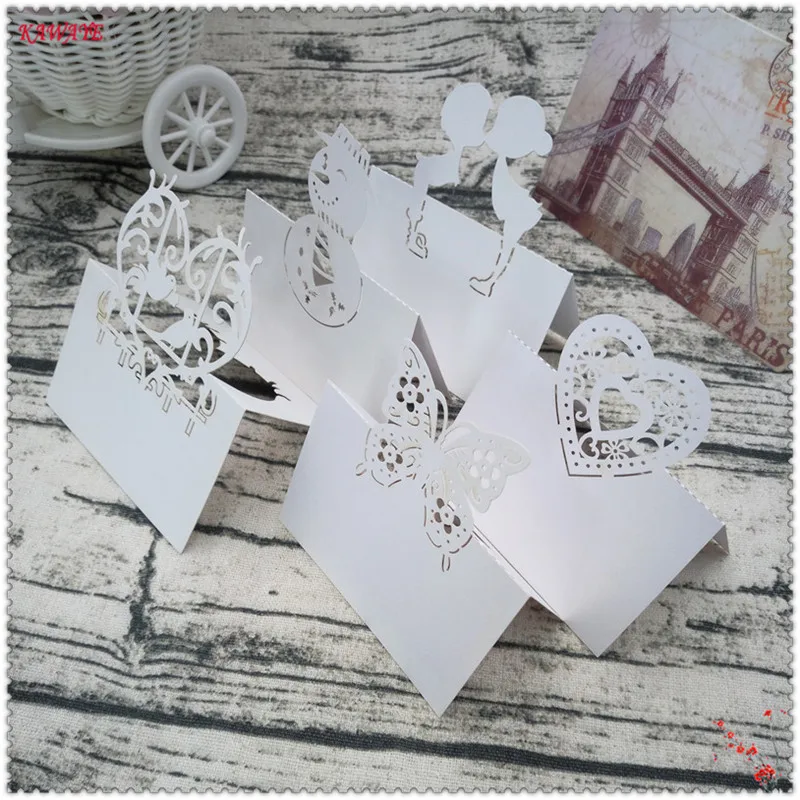 

100pcs Love Heart Laser Cut Seat Card Wedding Party Cards Table Name Place Cards Supplies Romantic Wedding Decoration 5Z