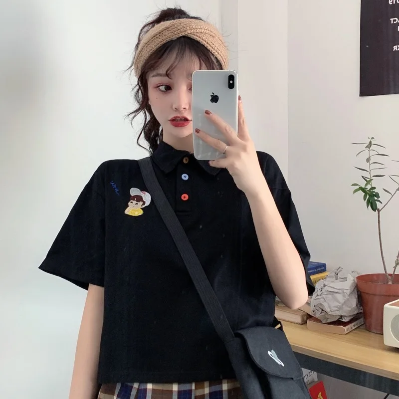 

Large Version Loose T-shirt Women 2021 Summer New Fashion Embroidery All-match T-shirt Trend