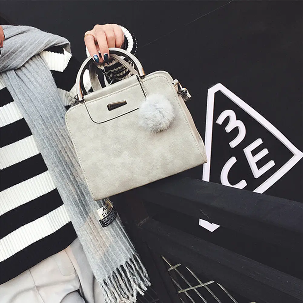 Local Stock handbag women casual tote bag female large shoulder messenger bags high quality Suede Leather with fur ball | Багаж и сумки