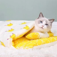 portable cat sleeping bag removable cat bed warm deep sleep pet dog bed house cats nest cushion with pillow dropshipping