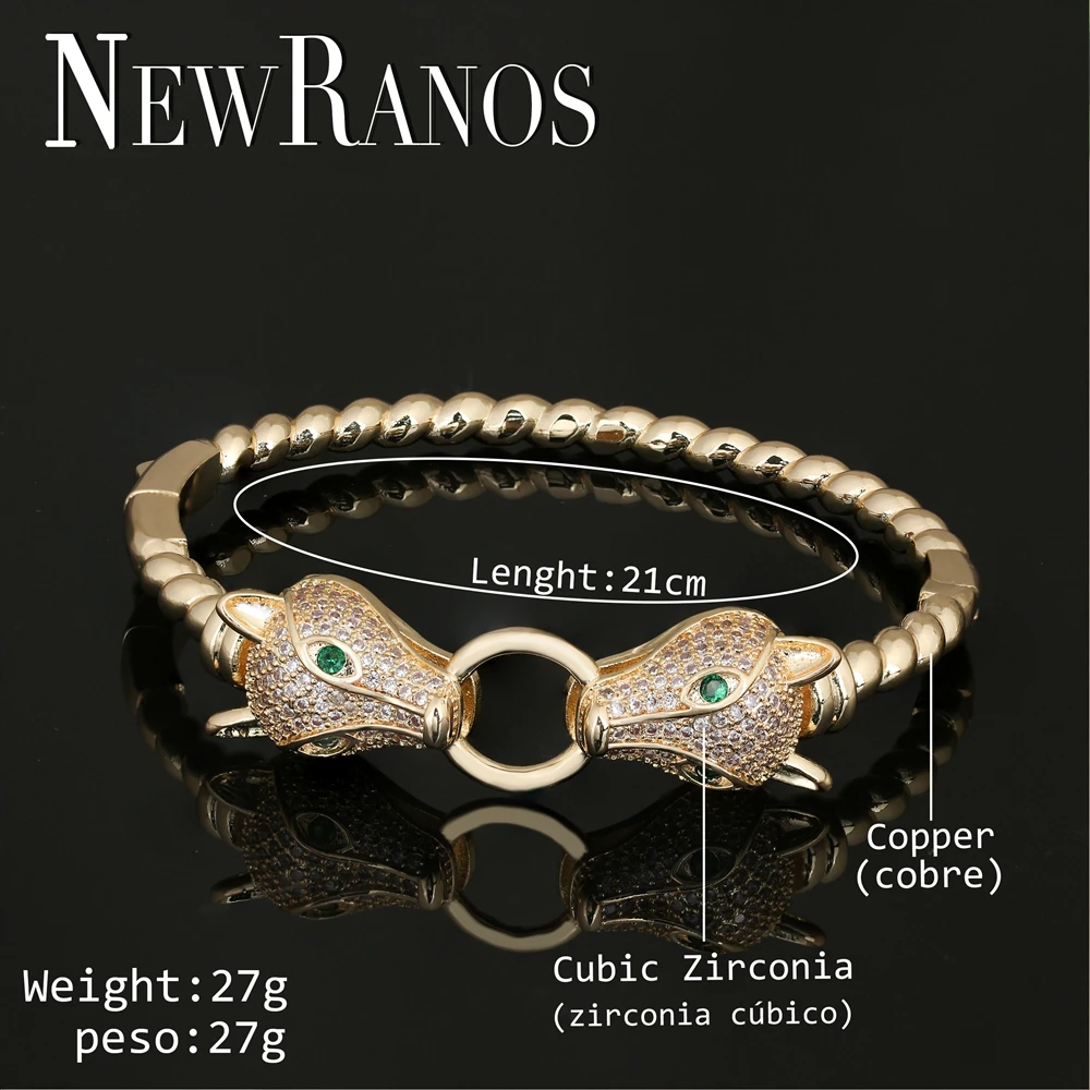 Женский браслет с леопардовой головкой Newranos закрученный Круглый Браслет манжета