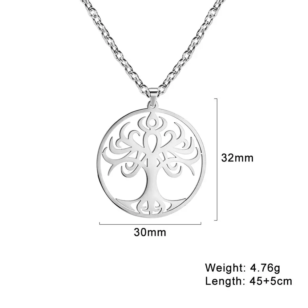 Женское ожерелье с подвеской LIKGREAT Tree of Life круглая цепочка из нержавеющей стали