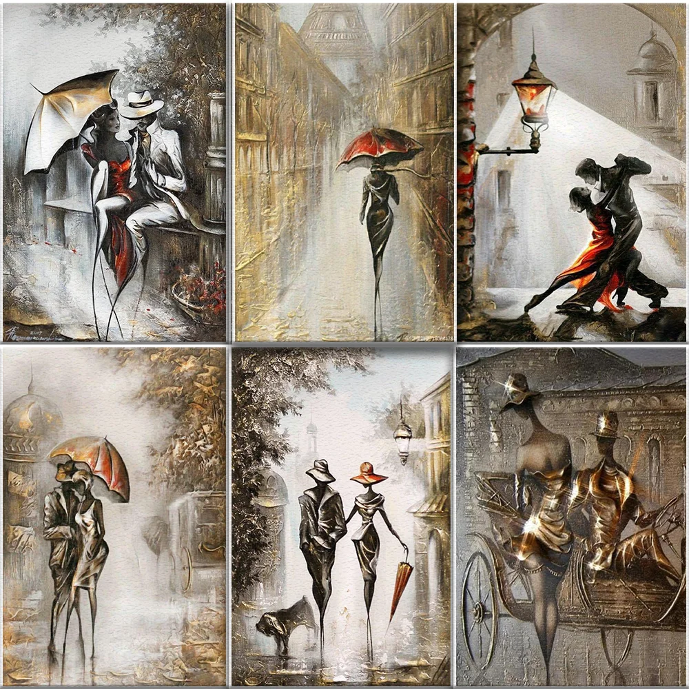 Абстрактный Романтический пара DIY Краски ing по номерам акриловые на холсте Ручная