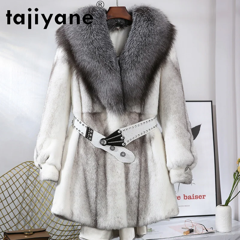 

Tajiyane Winter Coats Women 2020 Real Fur Coat Woman Natural Mink Fur Jacket Female Fox Fur Collar Hooded Jackets Casaco TN1367