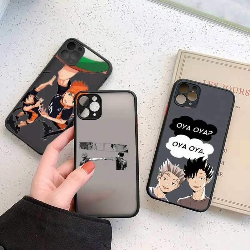 

Hoesjes Fashion Haikyuu jersey Volleyball Phone Case matte transparent For iphone 7 8 11 12 plus mini x xs xr pro max cover