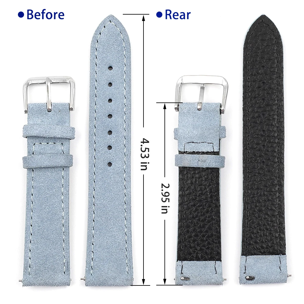 Soft Suede Leather Watch Band 18mm 19mm 20mm 22mm 24mm Blue Brown Watch Straps Stainless Steel Buckle Watch Accessories