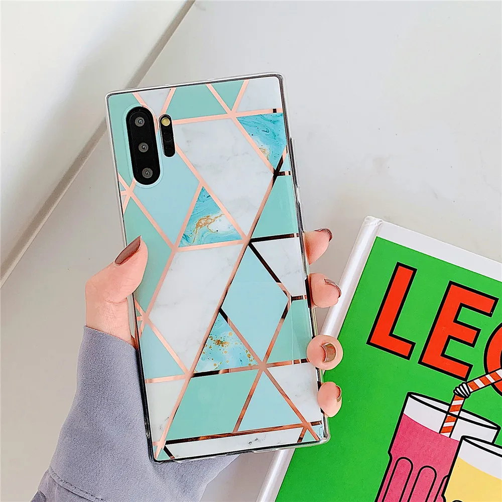 Роскошный геометрический мраморный чехол для телефона Samsung Galaxy Note 10 Pro A50 A30 A70 S10 Plus