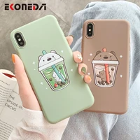 ekoneda soft tpu phone case for iphone 7 8 6 6s plus 12 11 pro xs max xr x se 2020 case cute cartoon milk tea bear cover