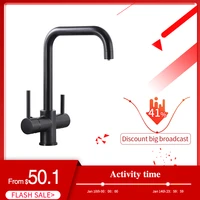 sognare black kitchen faucet drinking water filter faucet dual handle hot cold 3 way filter kitchen mixer taps