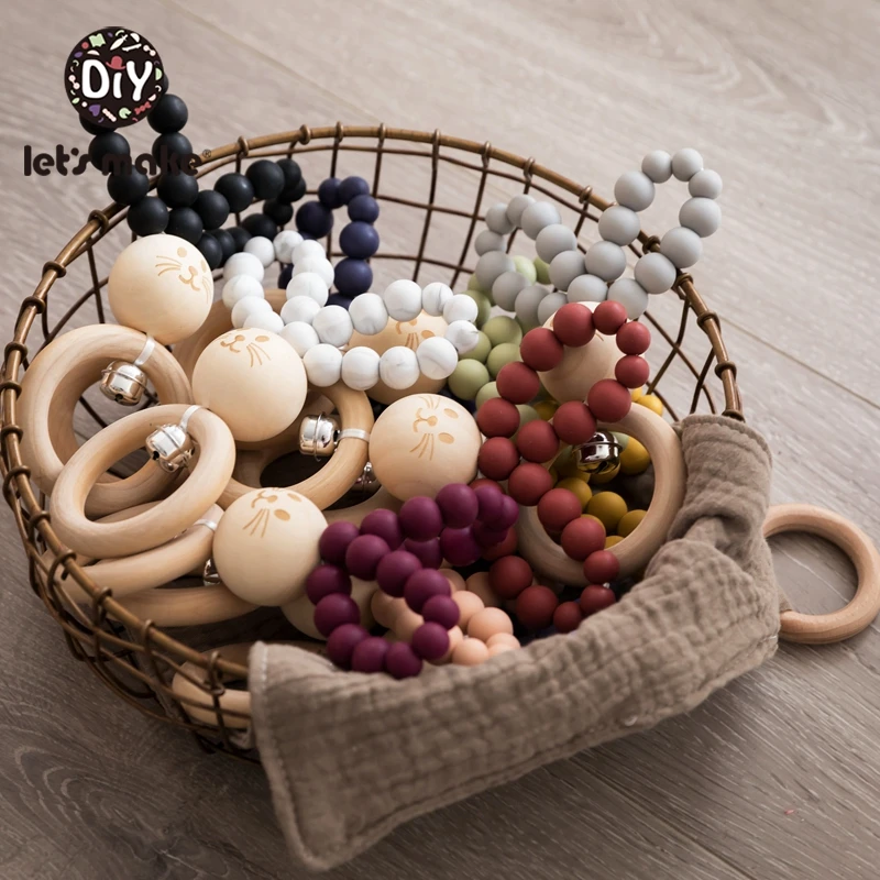 Let'S Make деревянные детские игрушки, погремушки для младенцев, кровать Колокольчик для детской кровати Bpa бесплатно деревянные Прорезыватели 0-12 месяцев Новорожденные Детские коляски игрушки