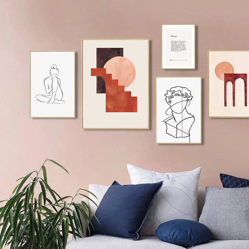 Линия рисования Давид Абстрактная живопись минималистичный холст плакат печать