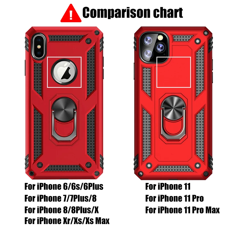 Luxury Armor Magnet Metal Ring Case For IPhone 11 Pro XR X XS Max Shockproof Back Cover 8 7 6 6s Silicone Bumper |