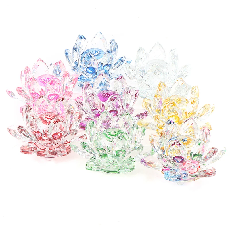 

Colorful Crystal Glass Lotus Flower Natural Stones Flowers For Wedding Souvenirs
